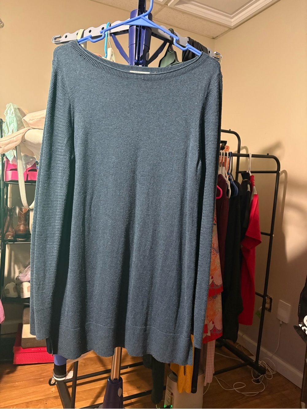 LOFT Teal Scoop Neck Lightweight Sweater